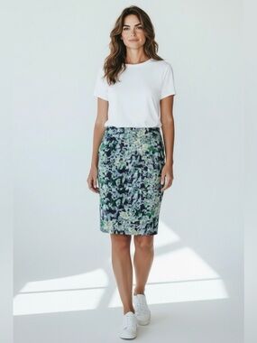 Halogen Side Zip Pencil Skirt Green Size 2